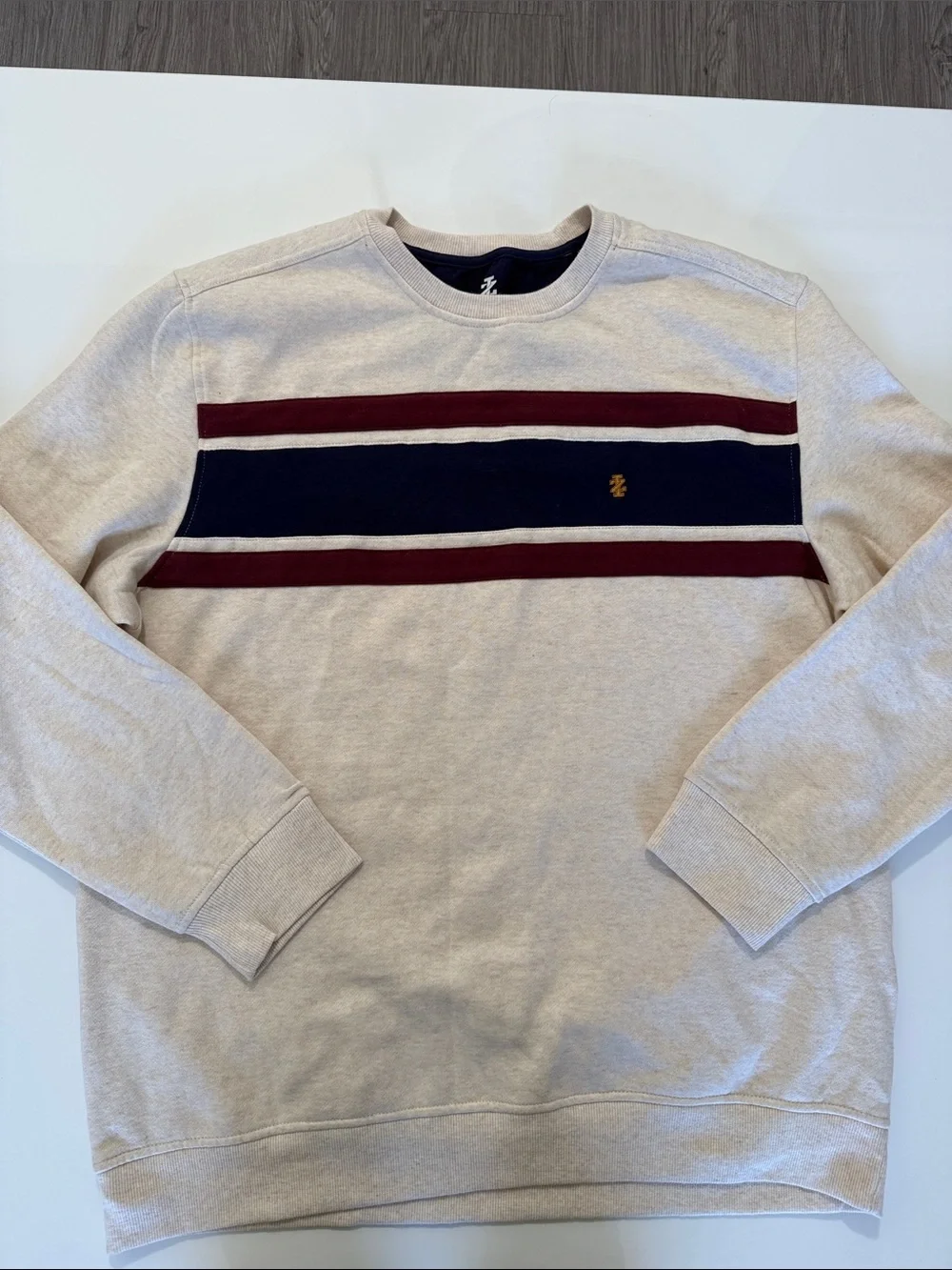 IZOD Men’s Sportwear Fleece Crewneck Pullover Colorblock Ribbed Neck Hem Sz XL